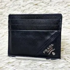 PRADA マネークリップ 三角ロゴ サフィアーノレザー ブラック - メルカリ