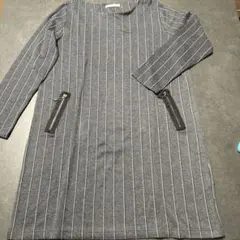 associer ストライプ 長袖ワンピース グレー