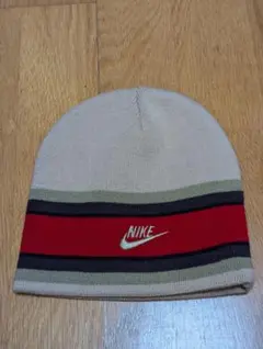 Y2K Nike ストライプニット帽 ベージュ