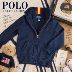 POLO RALPH LAUREN キッズ コットンニット ジップ3T ネイビー