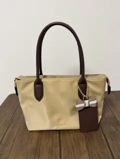 美品　MIHAMA ナイロンバッグ　I-02 ベージュ　パスケース付き