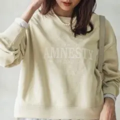 GLOBAL WORK 乾きやすいスウェットプリント長袖 ライトイエロー