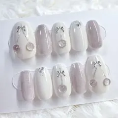 【現品】 マグネット × さくらんぼ ラベンダー フラッシュマグ ネイルチップ