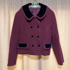 昭和レトロ　バーガンディ ダブルブレスト ピーコート