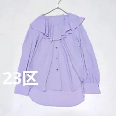 23区【洗える】ランダムミニドット ボリューム スリーブ ブラウス 