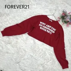 Forever21 長袖Tシャツ ロンT【F】クロップド丈 プリントロゴ 赤のサムネイル