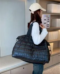 値下げ‼️キルティング ボストンバッグ 軽量 撥水 ショルダー付き 旅行