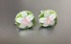 【美品】花柄刺繍 レトロ　イヤリング