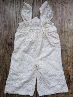 アイボリー フリル付きロンパース　80