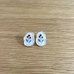 バラ　オーバル型　ピアス