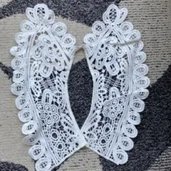 300円値引き中！ホワイト花模様レースつけ襟