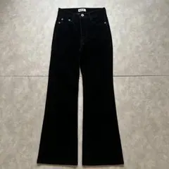 grunge velour flare denim pants black