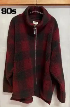 貴重 90s オンブレチェック フリース ジャケット 日本製