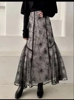 GRL 花柄チュールサイドギャザースカート ta071