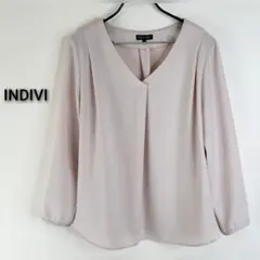 INDIVI インディヴィ Vネック タック シフォンブラウス ピンクのサムネイル