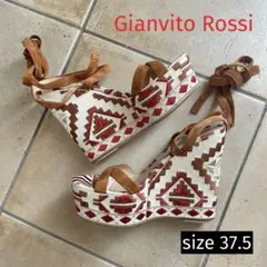 GianvitoRossi ミラノ 刺繍ウェッジサンダル レースアップ 37.5のサムネイル