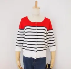 HK WORKS LONDON＊七分丈ボーダーカーディガン／L