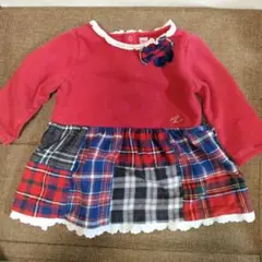 ミキハウス 赤 チェック柄 ワンピース 80cm