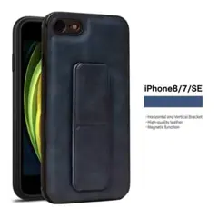 iPhone7/8/SEスタンド付きケース 縦横置き レザー ネイビー