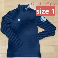 パーリーゲイツ サイズ1モックネックハイネックシャツ黒紺ボーダー長袖 秋冬