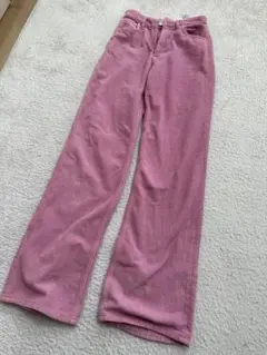 【ZARA 】コーデュロイパンツピンク　ストレートワイド