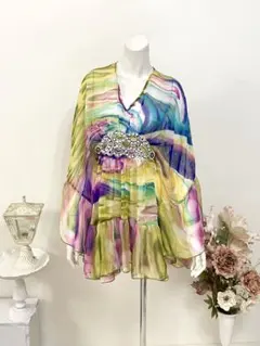 ブランドEcho 花柄シースルーチュニック 半袖 - メルカリ