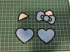 うちわデコ デコうちわ パーツ 猫耳 ハート 水色 キティ