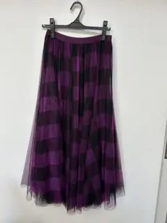 紫✖️黒チェックロングスカート