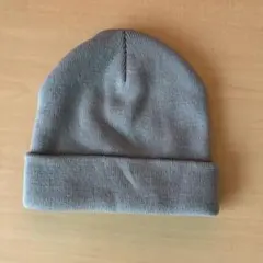 ブルーグレー ニット帽 折り返しタイプ