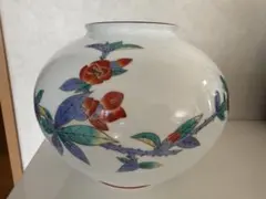 香蘭社 花と葉の手描き陶器花瓶のサムネイル