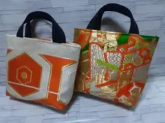 ハンドメイド帯リメイクバックトートバッグ2点No.934