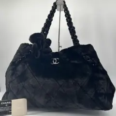 CHANEL ココマーク ファー カメリア キルティング チェーントートバッグ