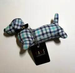 DAKS ダックス 犬 マスコット チャーム ブルー チェック 新品