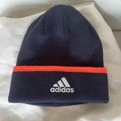 adidas ニット帽 ネイビー/オレンジ OSFZ