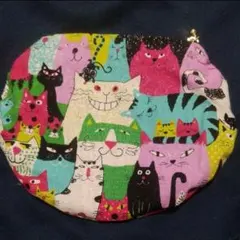 ハンドメイド　ポーチ　ピンク系　猫柄