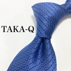 【極美品】TAKA-Q ネクタイ 小紋柄 ブルー シンプル 光沢 お洒落