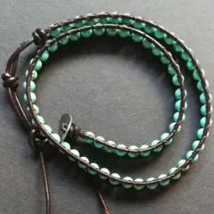 ターコイズ二重巻きラップブレスレット