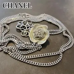 CHANEL シャネル チェーンベルト　カメリア　シルバー ベルトのサムネイル