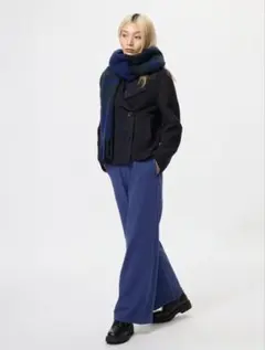 【UNIQLO】　ウォームフリースストレートパンツ ネイビー M