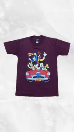 USA製、90s Velva SheenディズニーTシャツ エンジ色