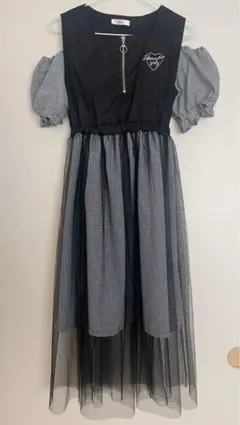 ALGY 女の子 160 サイズ ブラック チェック柄ワンピース