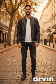 NEW LOOK ブラック レザーライダースジャケット