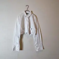 ZARA クロップドポプリンシャツ ホワイト XS 長袖　コットン100%のサムネイル