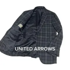 UNITED ARROWS チェック　テーラードジャケット　ウール　ブラック　M
