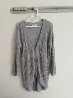 archives アルシーブ グレー 編み込みデザイン カーディガン