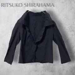 【RITSUKO SHIRAHAMA】　フリルブラウス　ブラック　綿100% 2のサムネイル