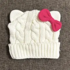 USJ ユニバ サンリオ キティちゃん ニット帽 帽子 ファンキャップ 白色