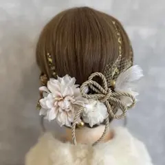 ダリアホワイト♡金箔付♡髪飾り ヘッドドレス 前撮り 成人式 卒業式 七五三