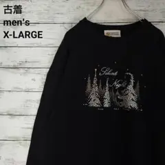 US古着 CHRISTINE ALEXANDER スウェット ラメ ツリー黒XL