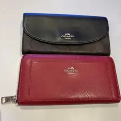 COACH 長財布 黒 赤